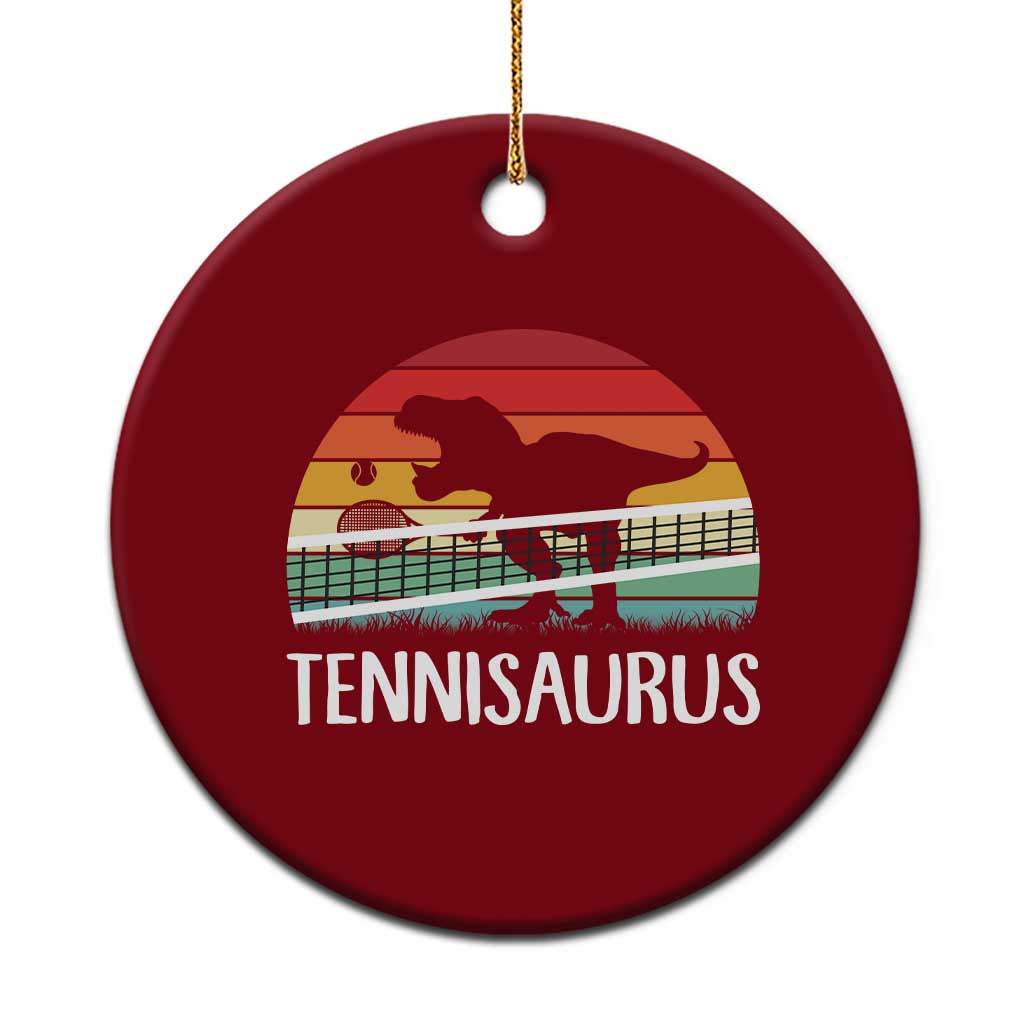 Funny Dinosaur Tennis Player Gift Ceramic Ornament Tennisaurus - Wonder Print Shop