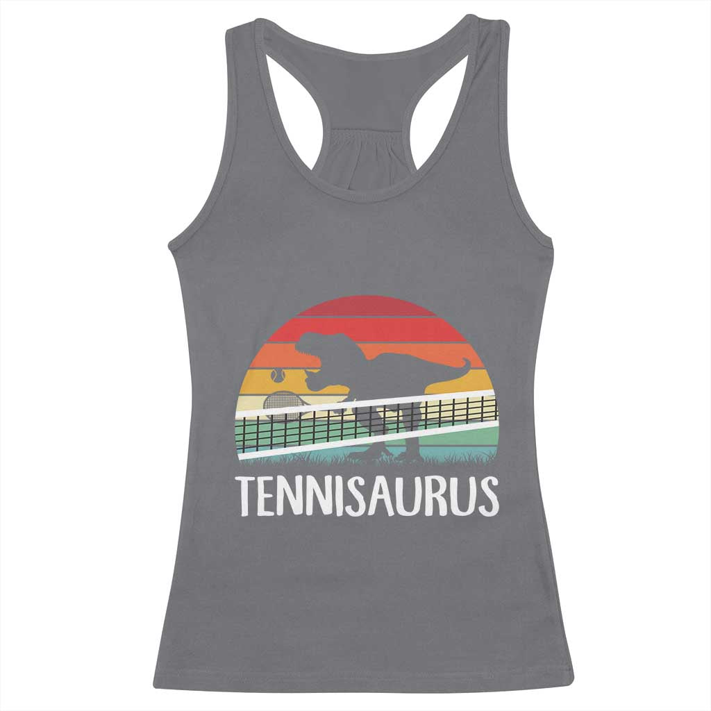 Funny Dinosaur Tennis Player Gift Racerback Tank Top Tennisaurus - Wonder Print Shop
