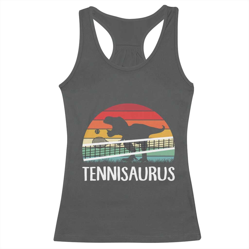 Funny Dinosaur Tennis Player Gift Racerback Tank Top Tennisaurus - Wonder Print Shop