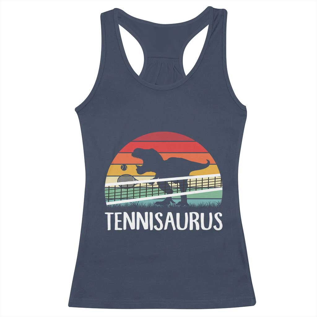 Funny Dinosaur Tennis Player Gift Racerback Tank Top Tennisaurus - Wonder Print Shop