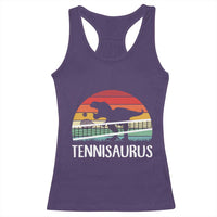 Funny Dinosaur Tennis Player Gift Racerback Tank Top Tennisaurus - Wonder Print Shop