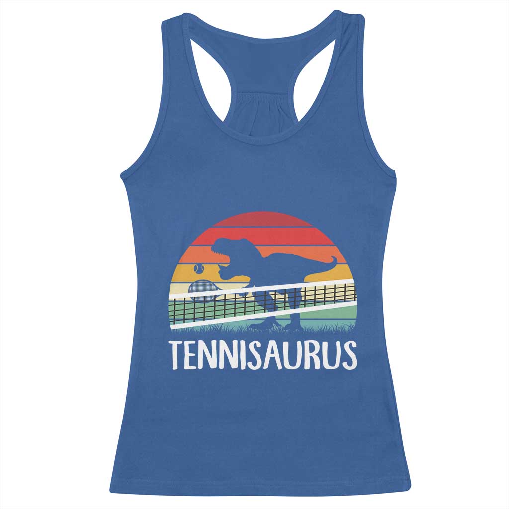 Funny Dinosaur Tennis Player Gift Racerback Tank Top Tennisaurus - Wonder Print Shop