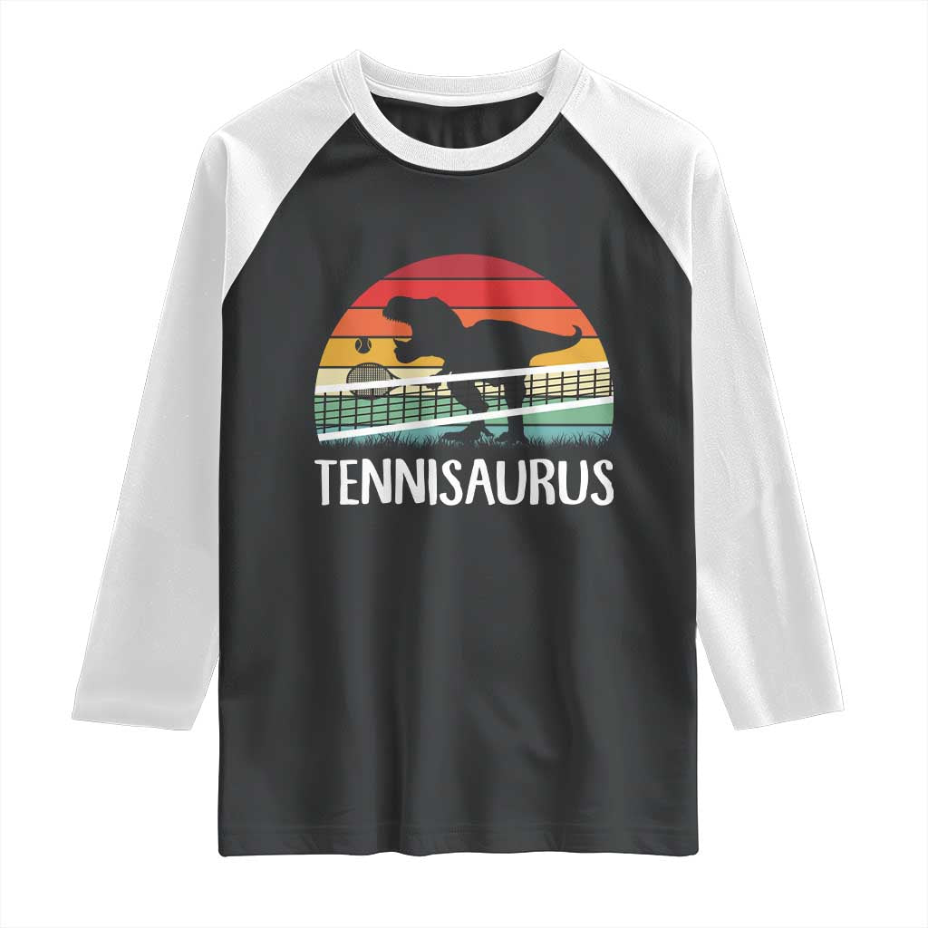 Funny Dinosaur Tennis Player Gift Raglan Shirt Tennisaurus - Wonder Print Shop