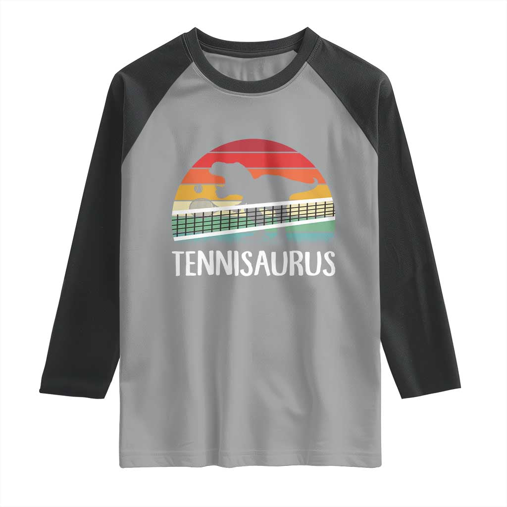 Funny Dinosaur Tennis Player Gift Raglan Shirt Tennisaurus - Wonder Print Shop