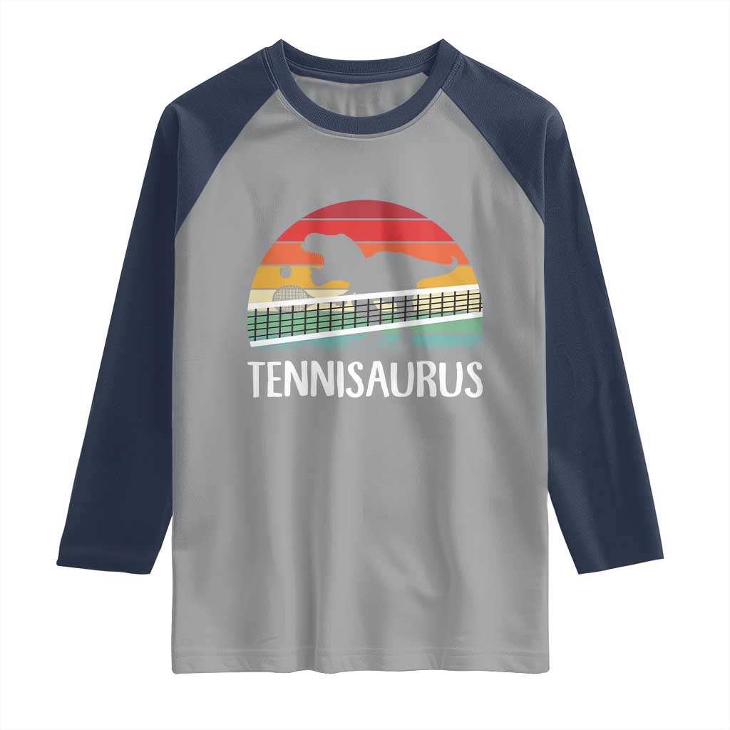 Funny Dinosaur Tennis Player Gift Raglan Shirt Tennisaurus - Wonder Print Shop