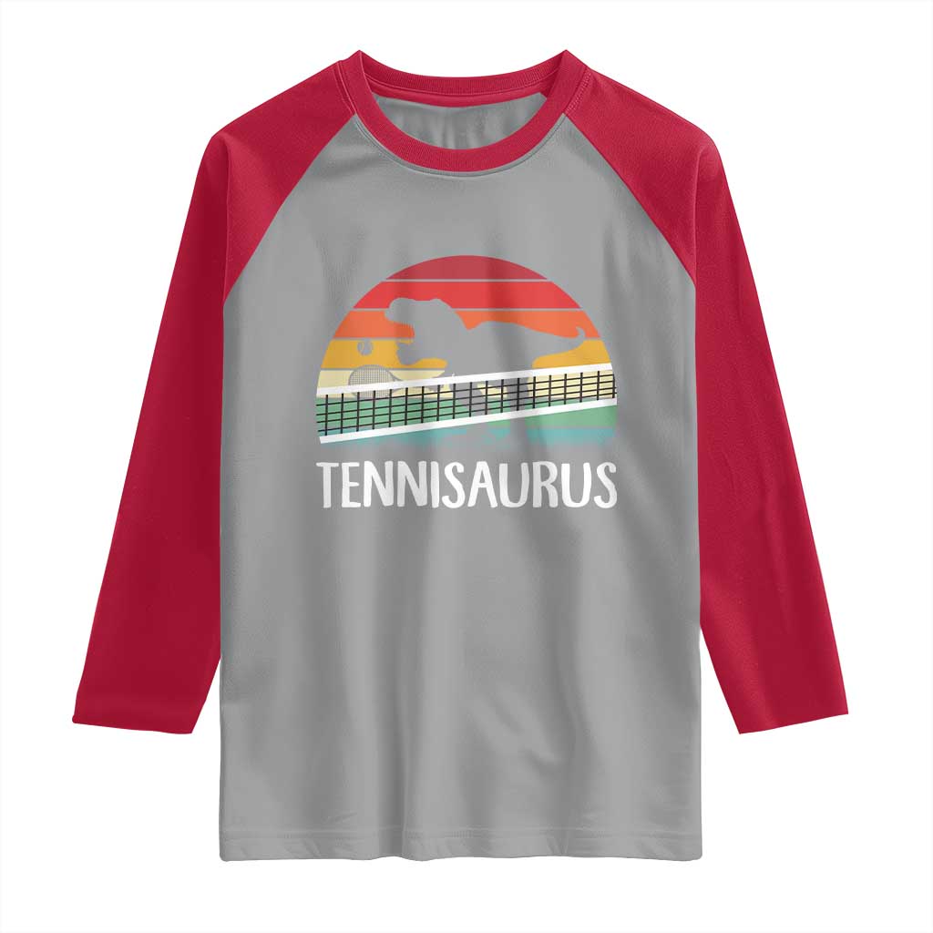 Funny Dinosaur Tennis Player Gift Raglan Shirt Tennisaurus - Wonder Print Shop