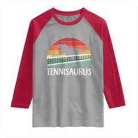 Funny Dinosaur Tennis Player Gift Raglan Shirt Tennisaurus - Wonder Print Shop