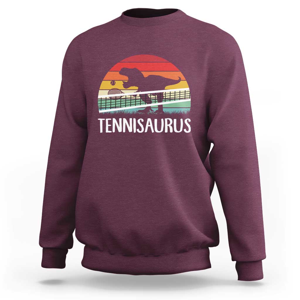 Funny Dinosaur Tennis Player Gift Sweatshirt Tennisaurus - Wonder Print Shop