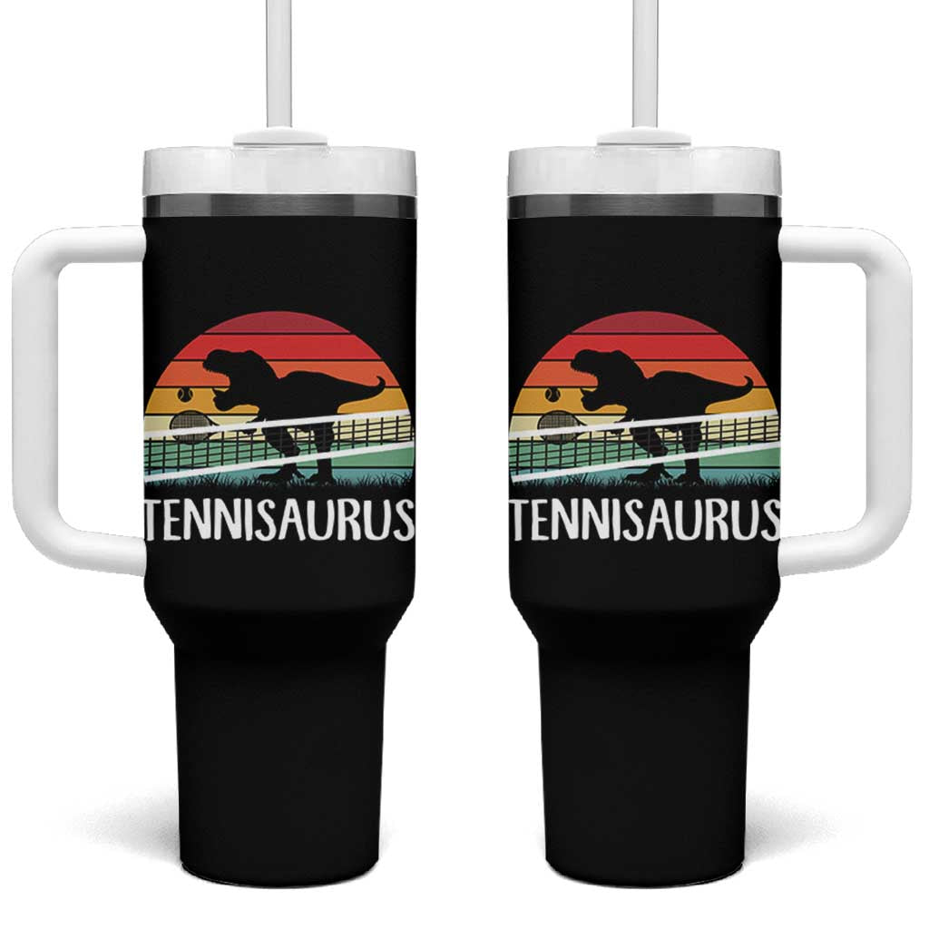 Funny Dinosaur Tennis Player Gift Tumbler With Handle Tennisaurus - Wonder Print Shop