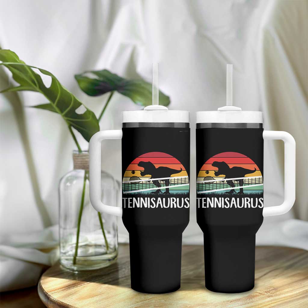 Funny Dinosaur Tennis Player Gift Tumbler With Handle Tennisaurus - Wonder Print Shop