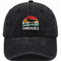Funny Dinosaur Tennis Player Gift Washed Cotton Baseball Cap Tennisaurus