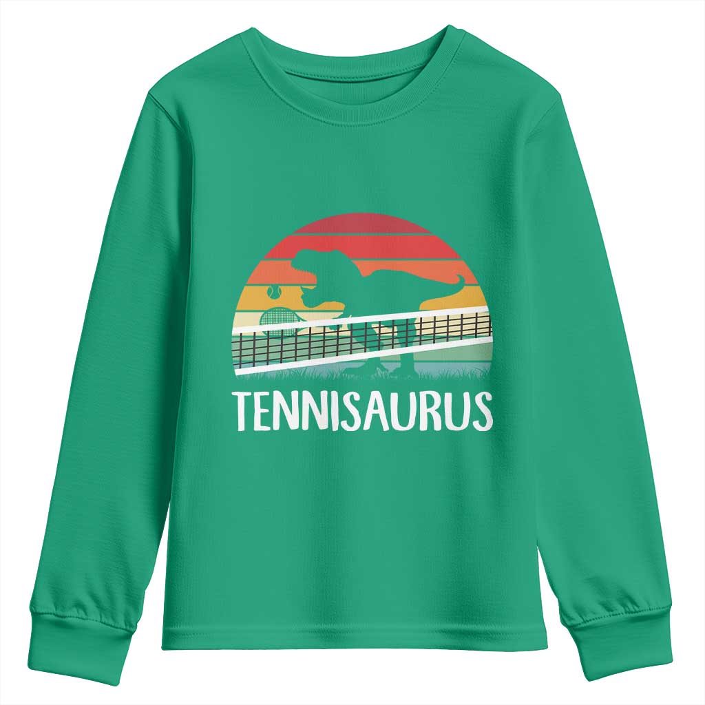Funny Dinosaur Tennis Player Gift Youth Sweatshirt Tennisaurus - Wonder Print Shop