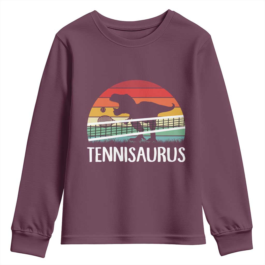 Funny Dinosaur Tennis Player Gift Youth Sweatshirt Tennisaurus - Wonder Print Shop