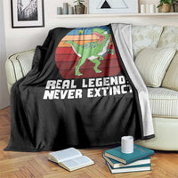 Retro Dinosaur Tennis Player Throw Blanket Real Legends Never Extinct - Wonder Print Shop