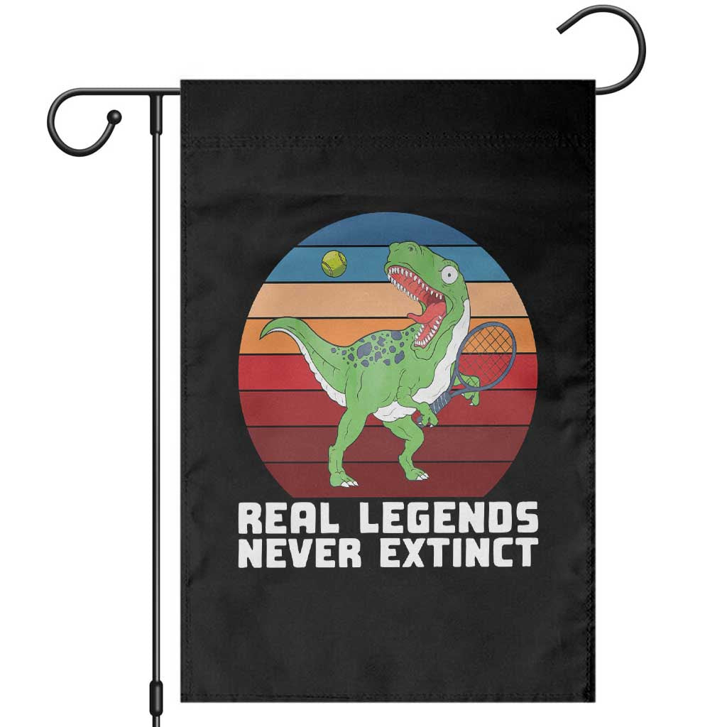 Retro Dinosaur Tennis Player Garden Flag Real Legends Never Extinct - Wonder Print Shop