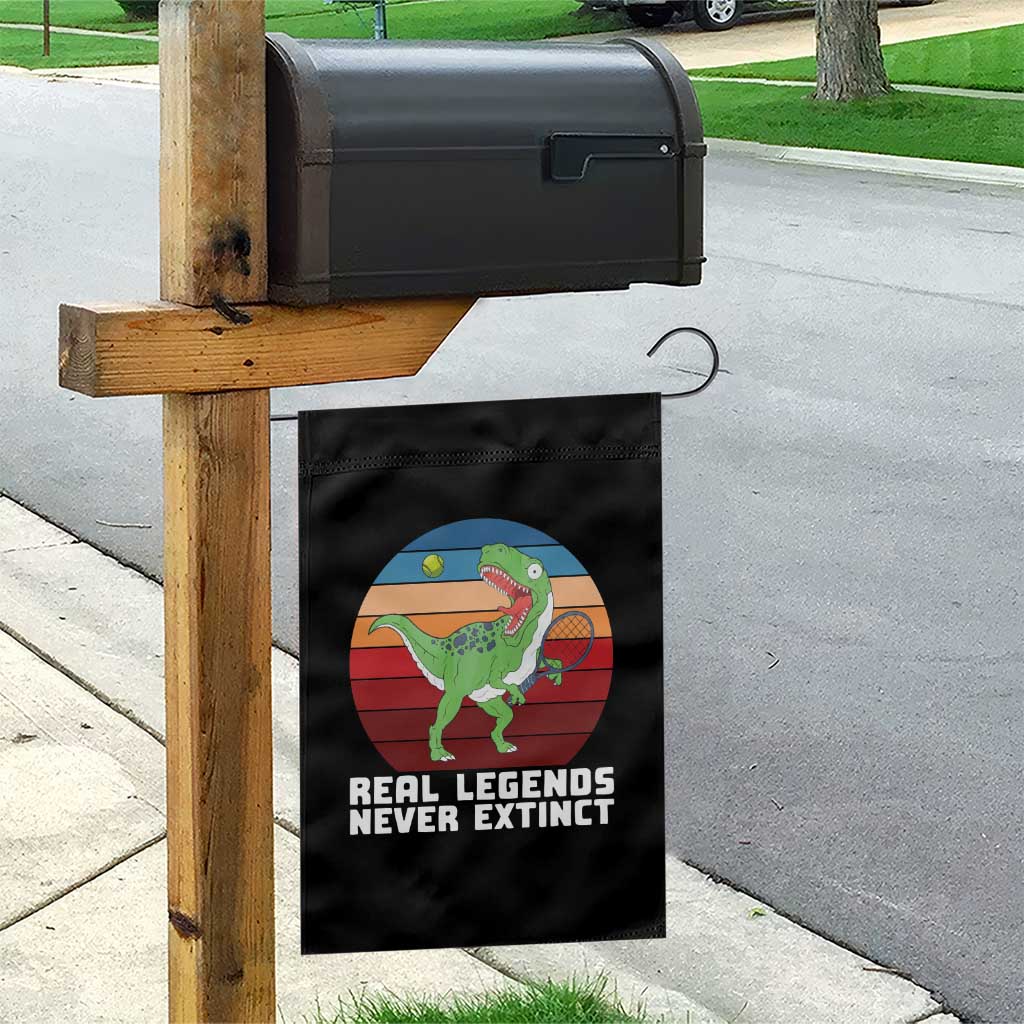 Retro Dinosaur Tennis Player Garden Flag Real Legends Never Extinct - Wonder Print Shop