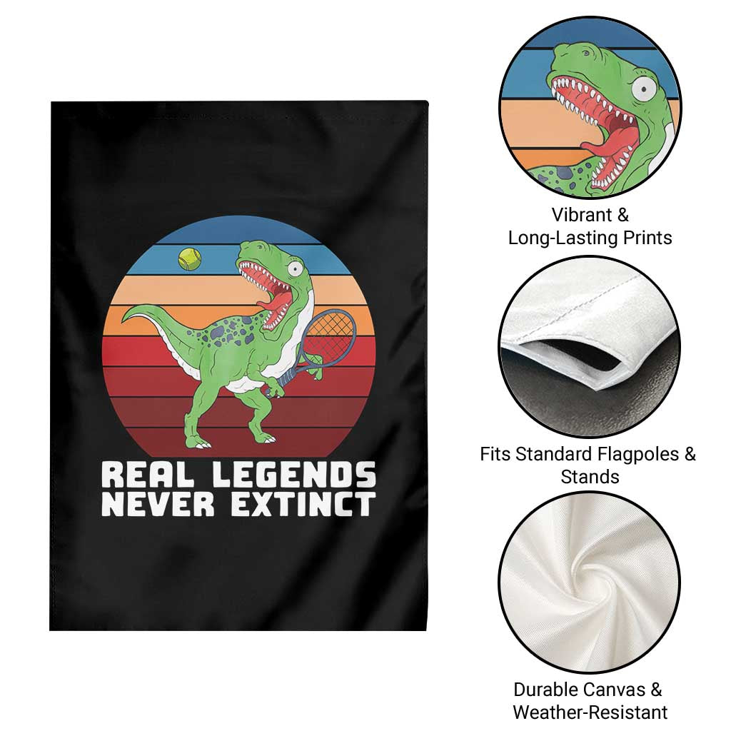 Retro Dinosaur Tennis Player Garden Flag Real Legends Never Extinct - Wonder Print Shop