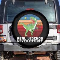 Retro Dinosaur Tennis Player Spare Tire Cover Real Legends Never Extinct - Wonder Print Shop