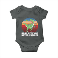 Retro Dinosaur Tennis Player Baby Onesie Real Legends Never Extinct - Wonder Print Shop