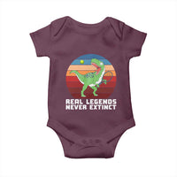 Retro Dinosaur Tennis Player Baby Onesie Real Legends Never Extinct - Wonder Print Shop