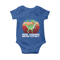 Retro Dinosaur Tennis Player Baby Onesie Real Legends Never Extinct - Wonder Print Shop