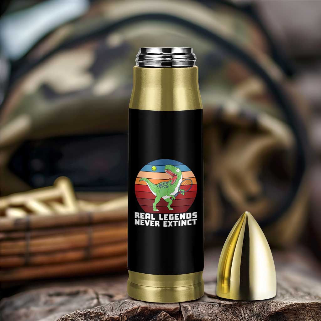 Retro Dinosaur Tennis Player Bullet Tumbler Real Legends Never Extinct - Wonder Print Shop