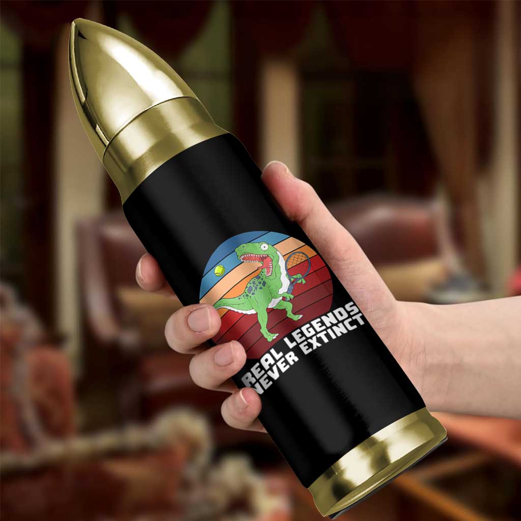 Retro Dinosaur Tennis Player Bullet Tumbler Real Legends Never Extinct - Wonder Print Shop