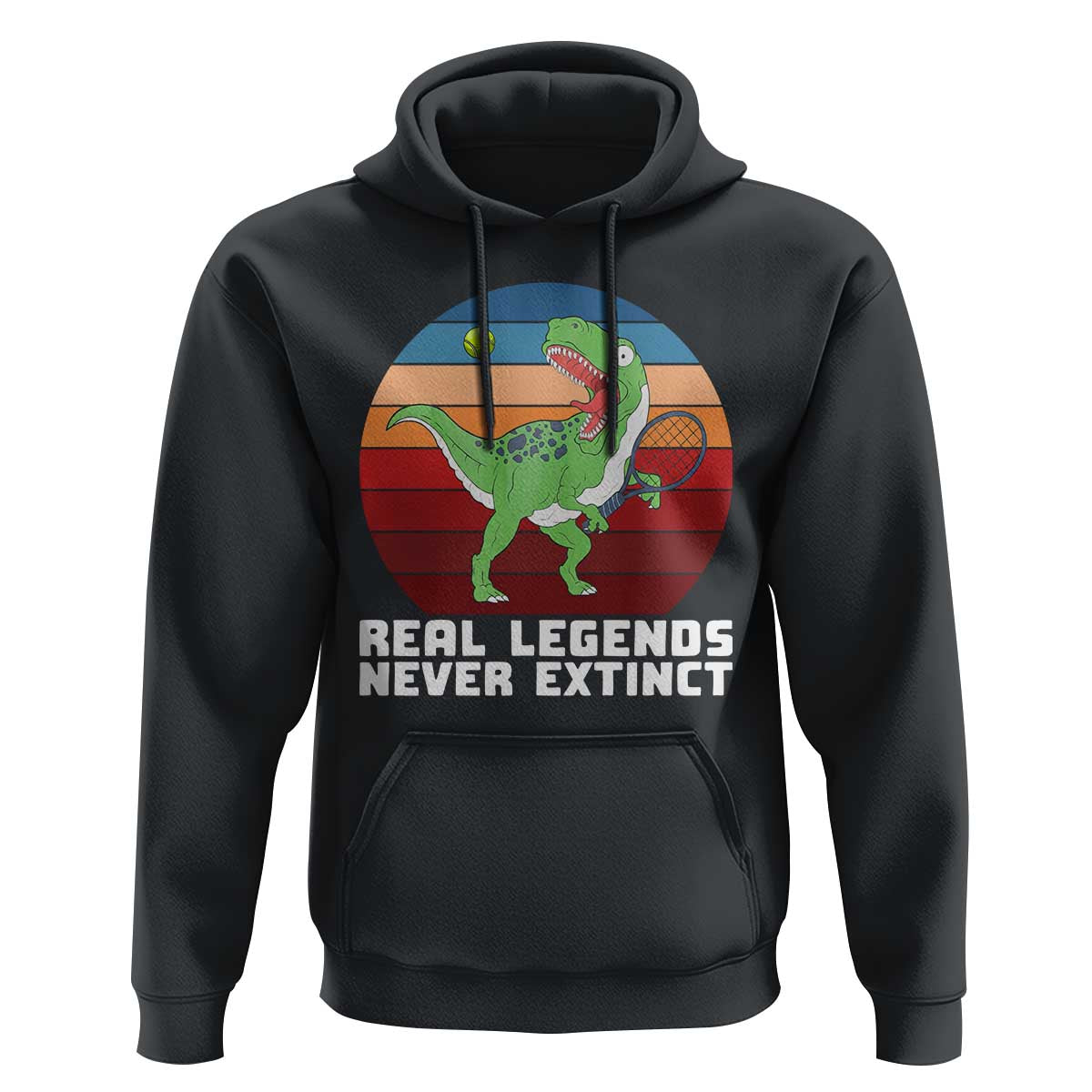 Retro Dinosaur Tennis Player Hoodie Real Legends Never Extinct - Wonder Print Shop
