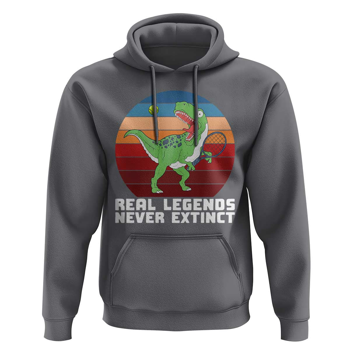 Retro Dinosaur Tennis Player Hoodie Real Legends Never Extinct - Wonder Print Shop