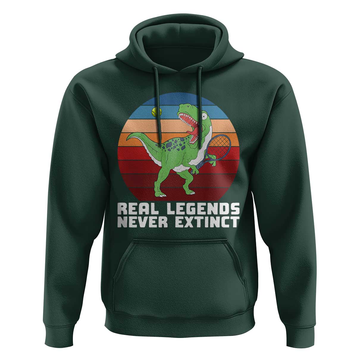Retro Dinosaur Tennis Player Hoodie Real Legends Never Extinct - Wonder Print Shop