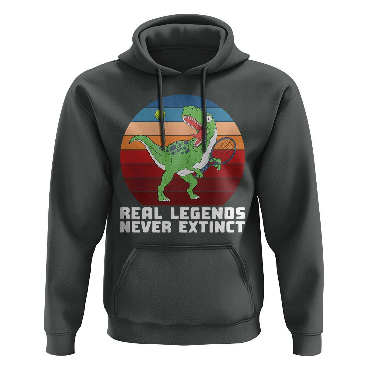 Retro Dinosaur Tennis Player Hoodie Real Legends Never Extinct - Wonder Print Shop
