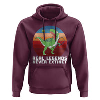 Retro Dinosaur Tennis Player Hoodie Real Legends Never Extinct - Wonder Print Shop