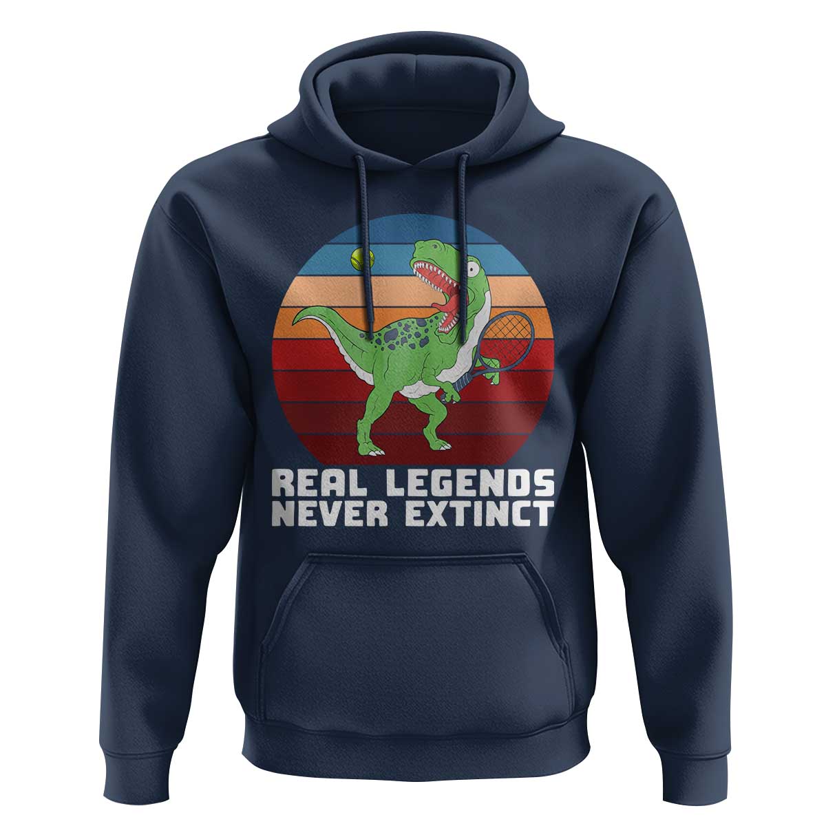 Retro Dinosaur Tennis Player Hoodie Real Legends Never Extinct - Wonder Print Shop