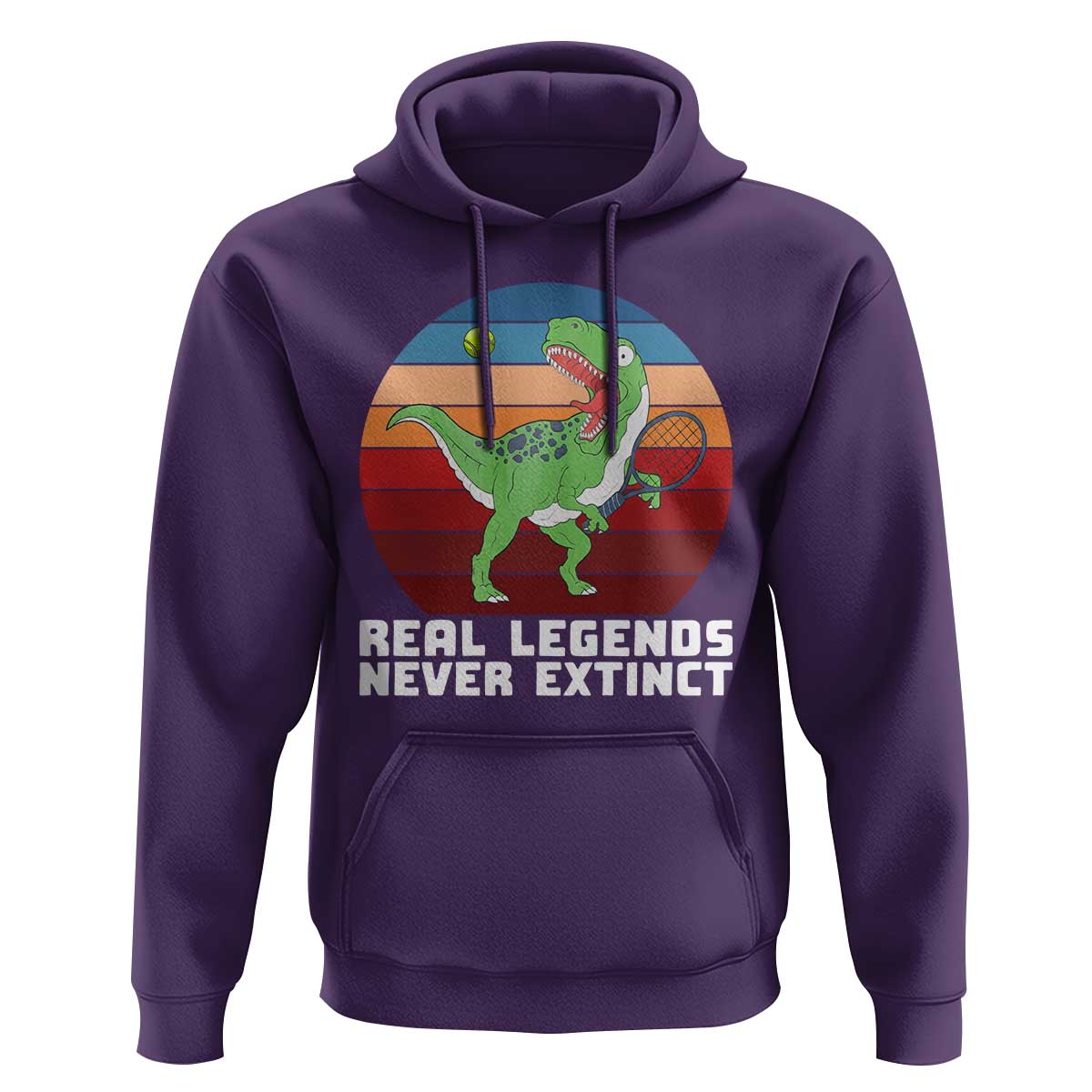 Retro Dinosaur Tennis Player Hoodie Real Legends Never Extinct - Wonder Print Shop