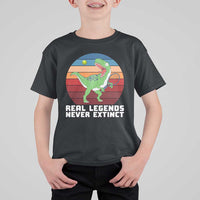 Retro Dinosaur Tennis Player T Shirt For Kid Real Legends Never Extinct - Wonder Print Shop