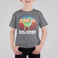 Retro Dinosaur Tennis Player T Shirt For Kid Real Legends Never Extinct - Wonder Print Shop