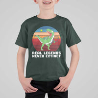 Retro Dinosaur Tennis Player T Shirt For Kid Real Legends Never Extinct - Wonder Print Shop