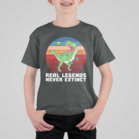 Retro Dinosaur Tennis Player T Shirt For Kid Real Legends Never Extinct - Wonder Print Shop