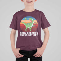 Retro Dinosaur Tennis Player T Shirt For Kid Real Legends Never Extinct - Wonder Print Shop