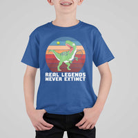 Retro Dinosaur Tennis Player T Shirt For Kid Real Legends Never Extinct - Wonder Print Shop
