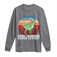 Retro Dinosaur Tennis Player Long Sleeve Shirt Real Legends Never Extinct - Wonder Print Shop