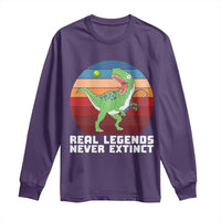 Retro Dinosaur Tennis Player Long Sleeve Shirt Real Legends Never Extinct - Wonder Print Shop