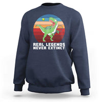 Retro Dinosaur Tennis Player Sweatshirt Real Legends Never Extinct - Wonder Print Shop