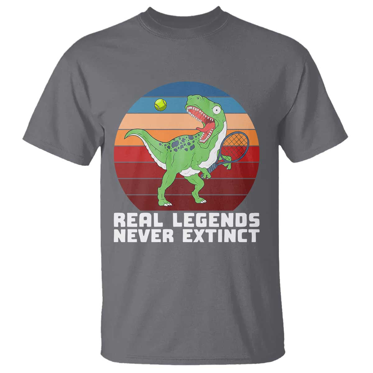 Retro Dinosaur Tennis Player T Shirt Real Legends Never Extinct - Wonder Print Shop