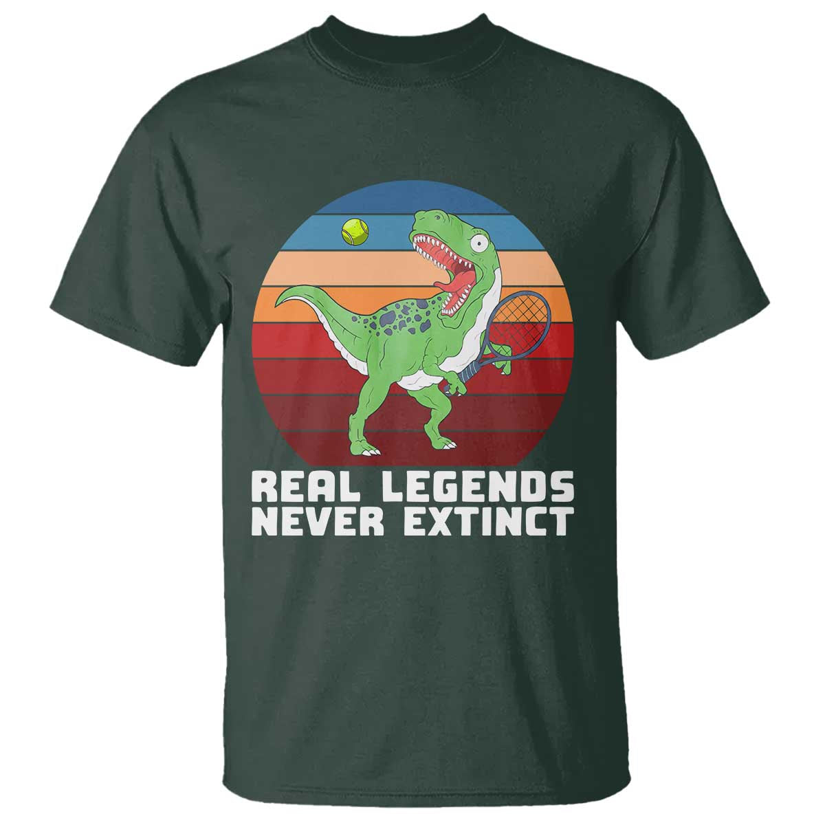 Retro Dinosaur Tennis Player T Shirt Real Legends Never Extinct - Wonder Print Shop