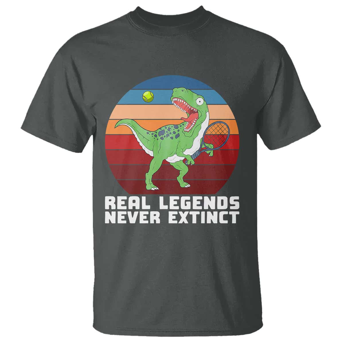 Retro Dinosaur Tennis Player T Shirt Real Legends Never Extinct - Wonder Print Shop
