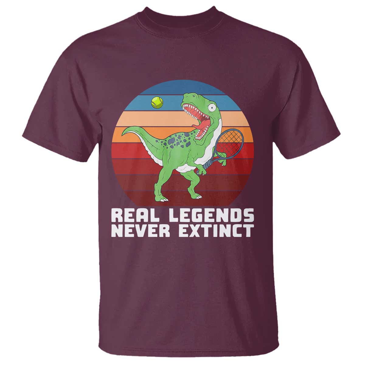 Retro Dinosaur Tennis Player T Shirt Real Legends Never Extinct - Wonder Print Shop