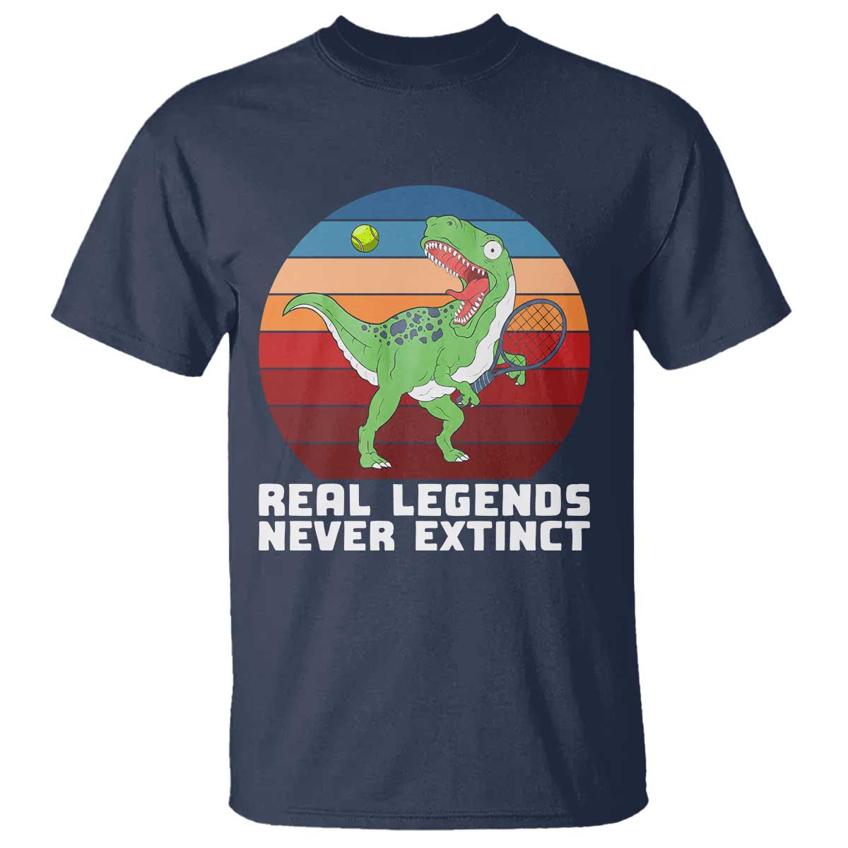 Retro Dinosaur Tennis Player T Shirt Real Legends Never Extinct - Wonder Print Shop