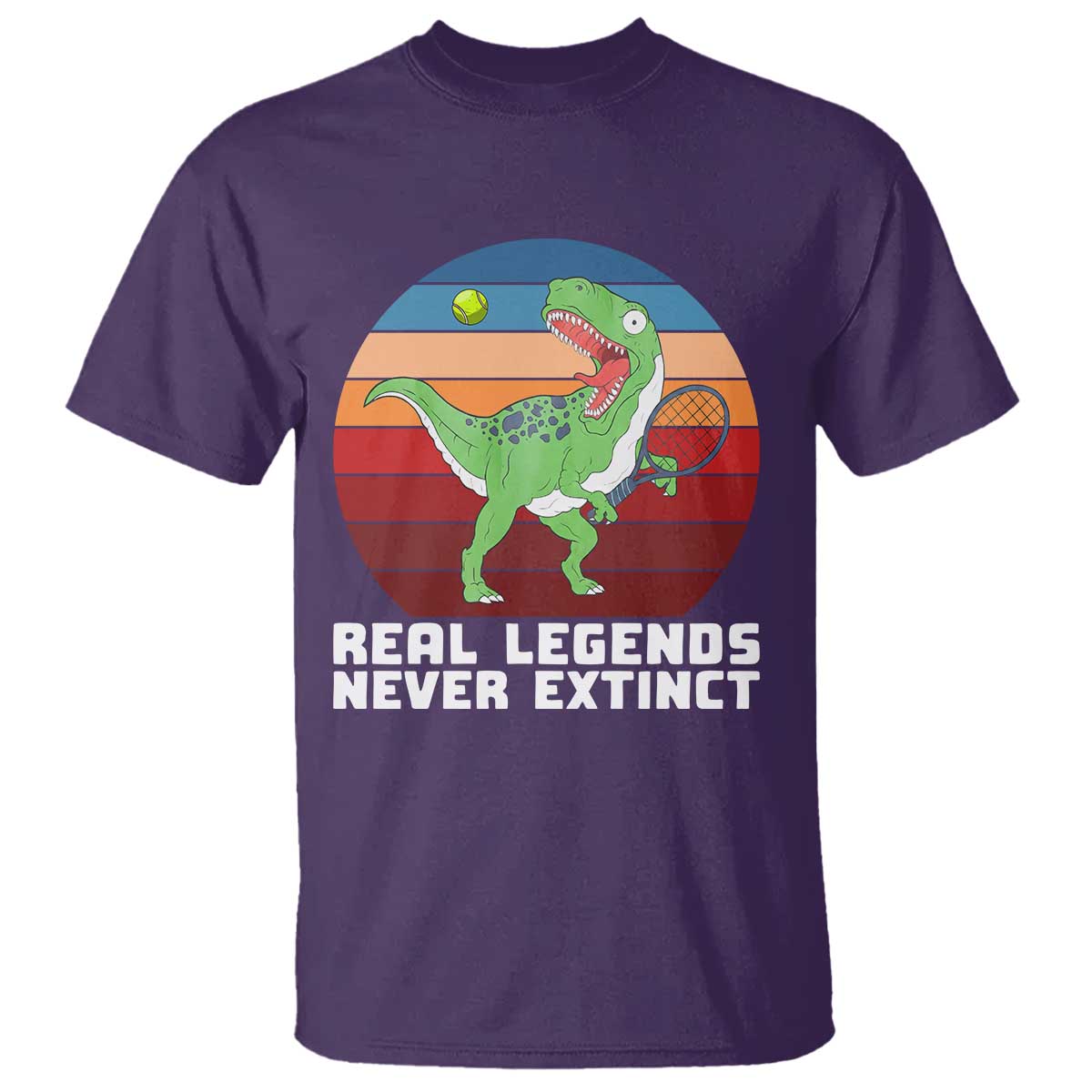 Retro Dinosaur Tennis Player T Shirt Real Legends Never Extinct - Wonder Print Shop