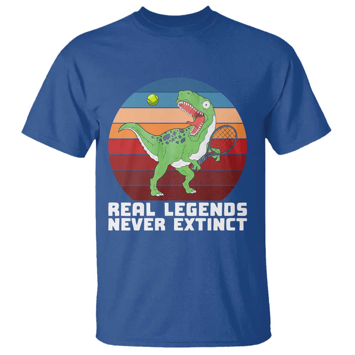 Retro Dinosaur Tennis Player T Shirt Real Legends Never Extinct - Wonder Print Shop